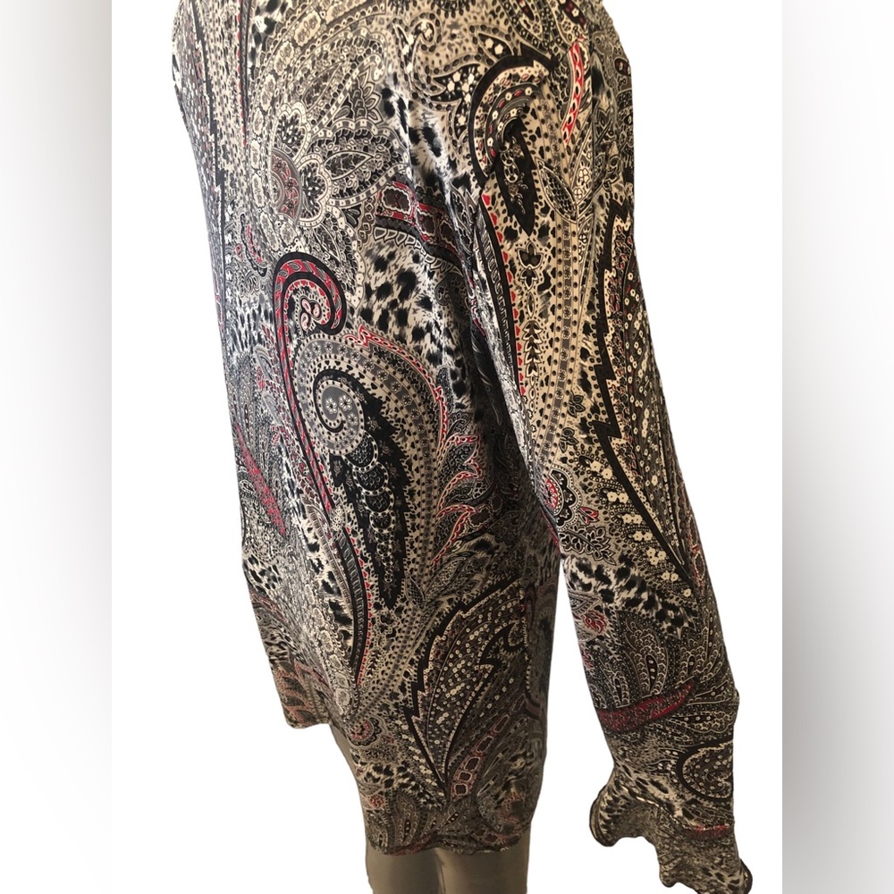 Db established Women’s medium paisley black long sleeve top stretch - Picture 10 of 10